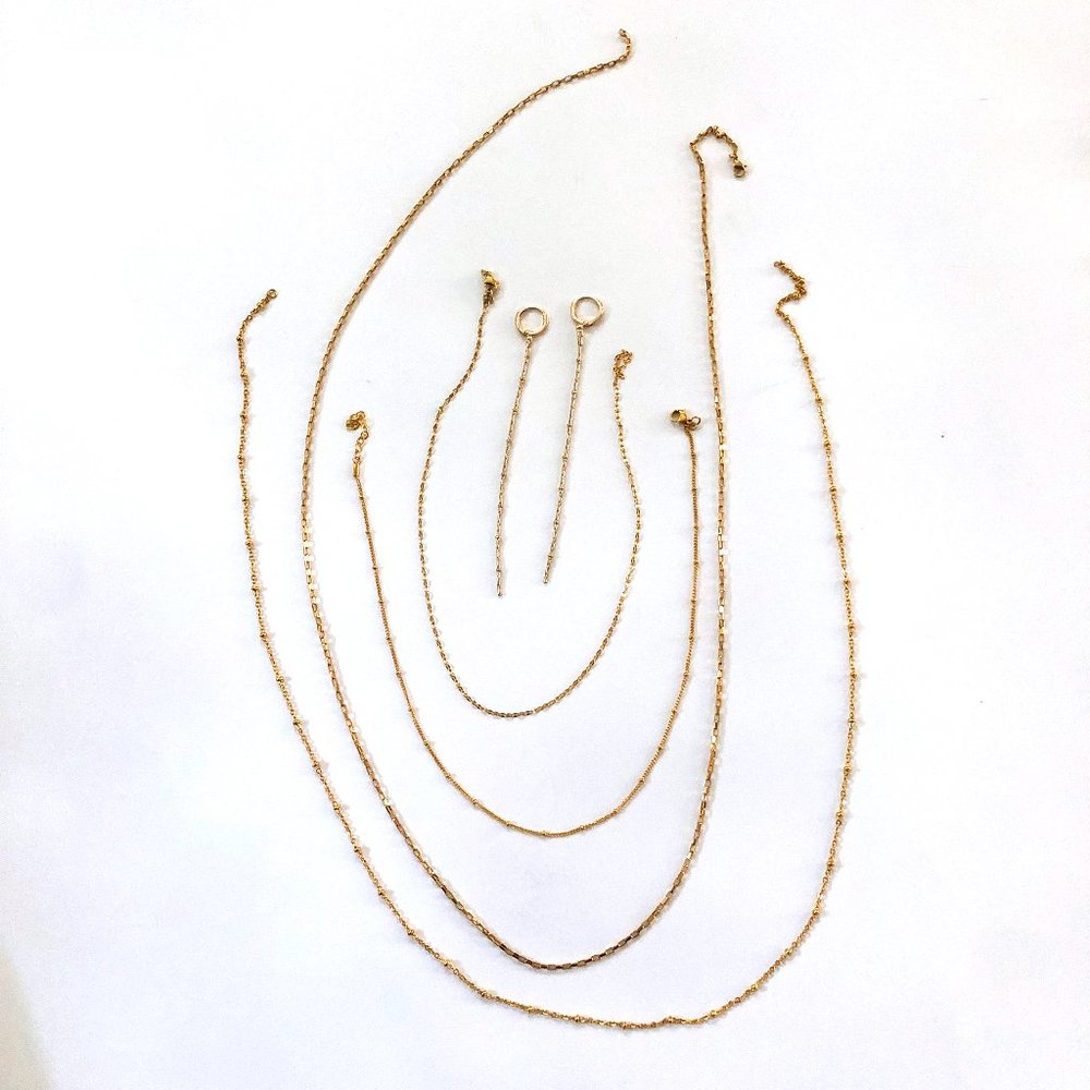 GOLD JEWELRY LOT COLLECTION ESTATE SALE LAYERING BOHO CHAIN NECKLACES